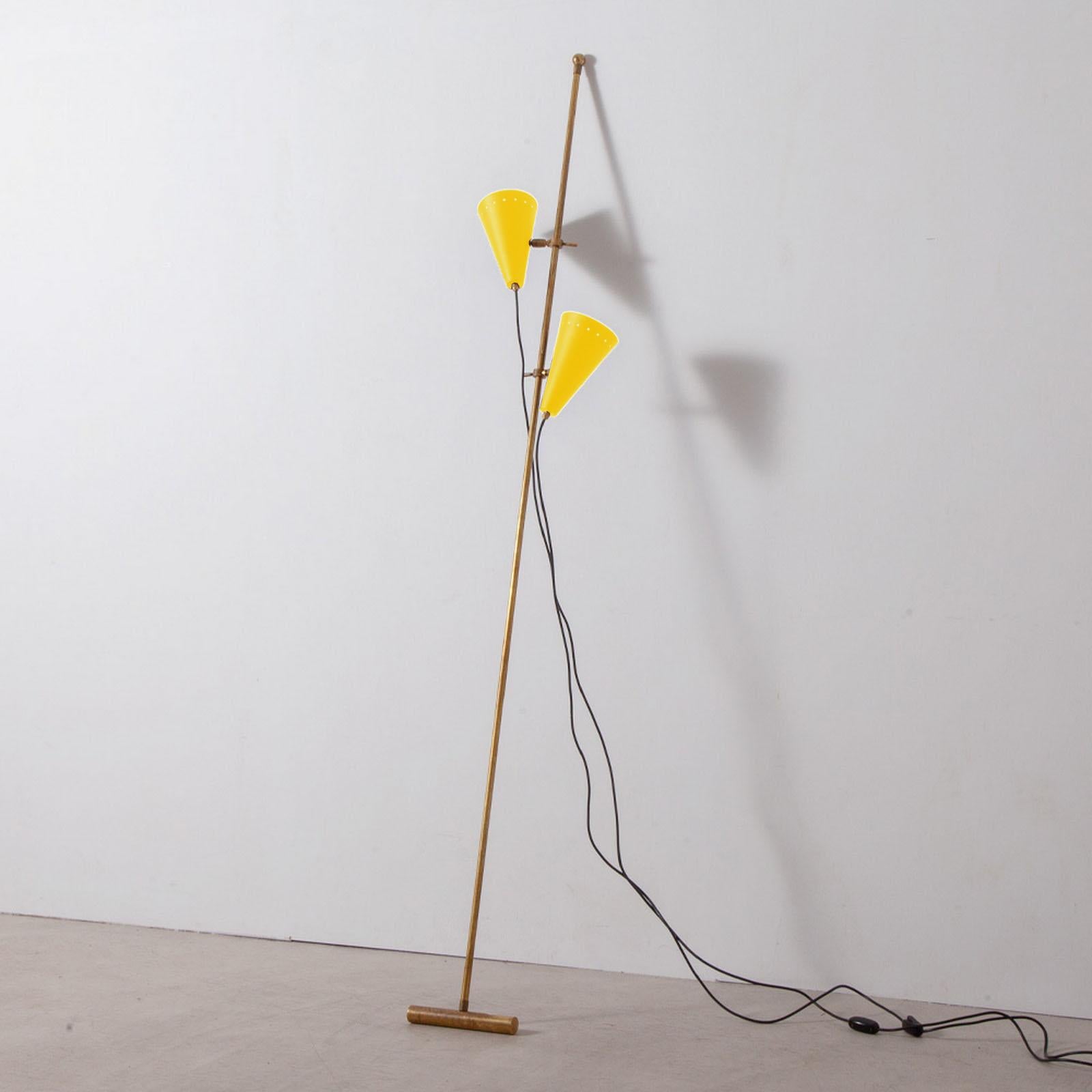 Minimalist Italian Mid-Century Style Wall Leaning Floor Lamp Adjustable Shades For Sale 4