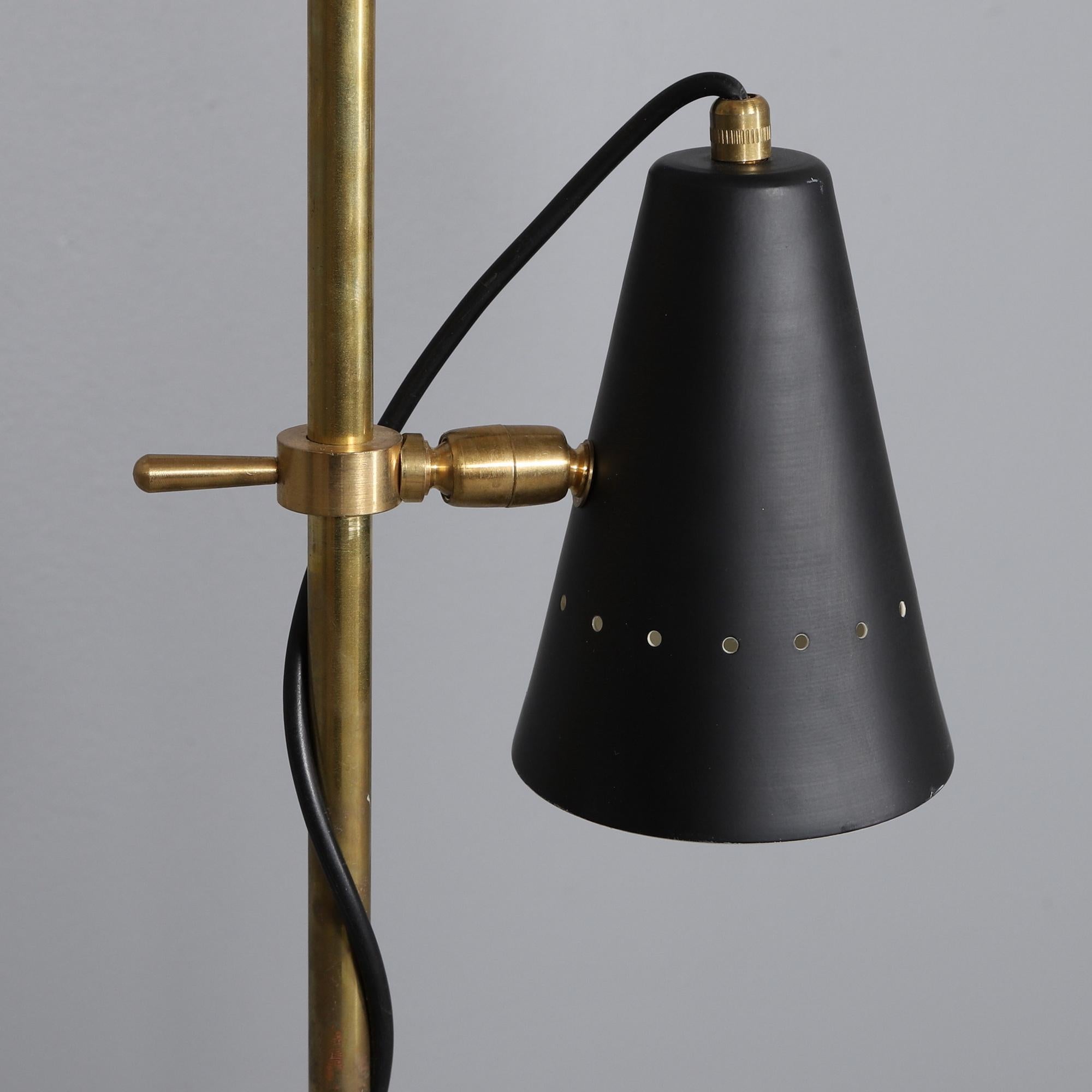 Minimalist Italian Mid-Century Style Wall Leaning Floor Lamp Adjustable Shades For Sale 9