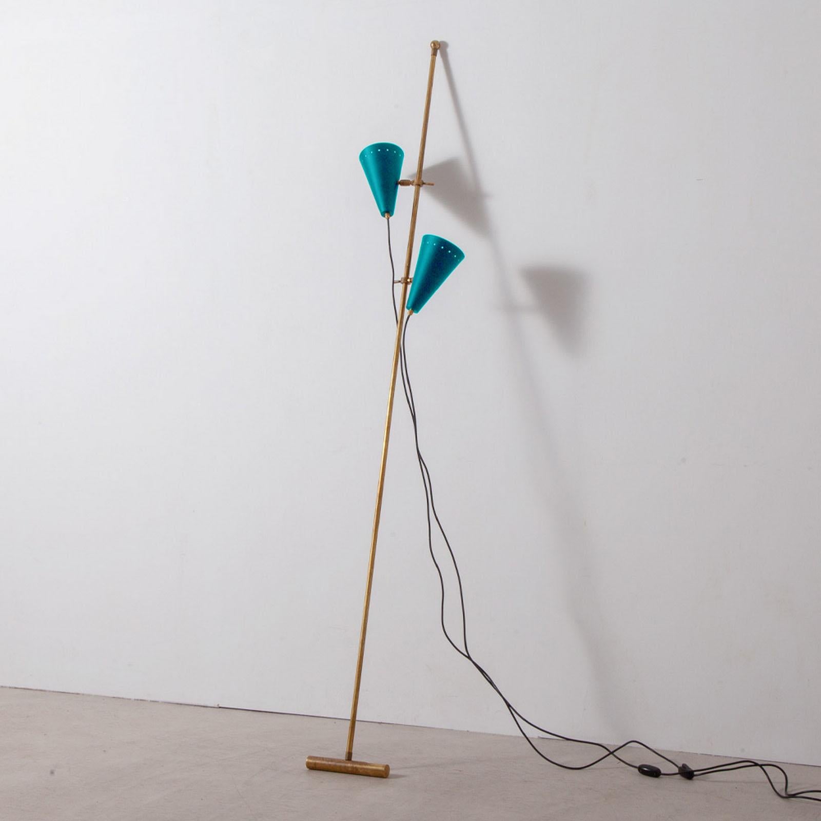 Minimalist Italian Mid-Century Style Wall Leaning Floor Lamp Adjustable Shades For Sale 1