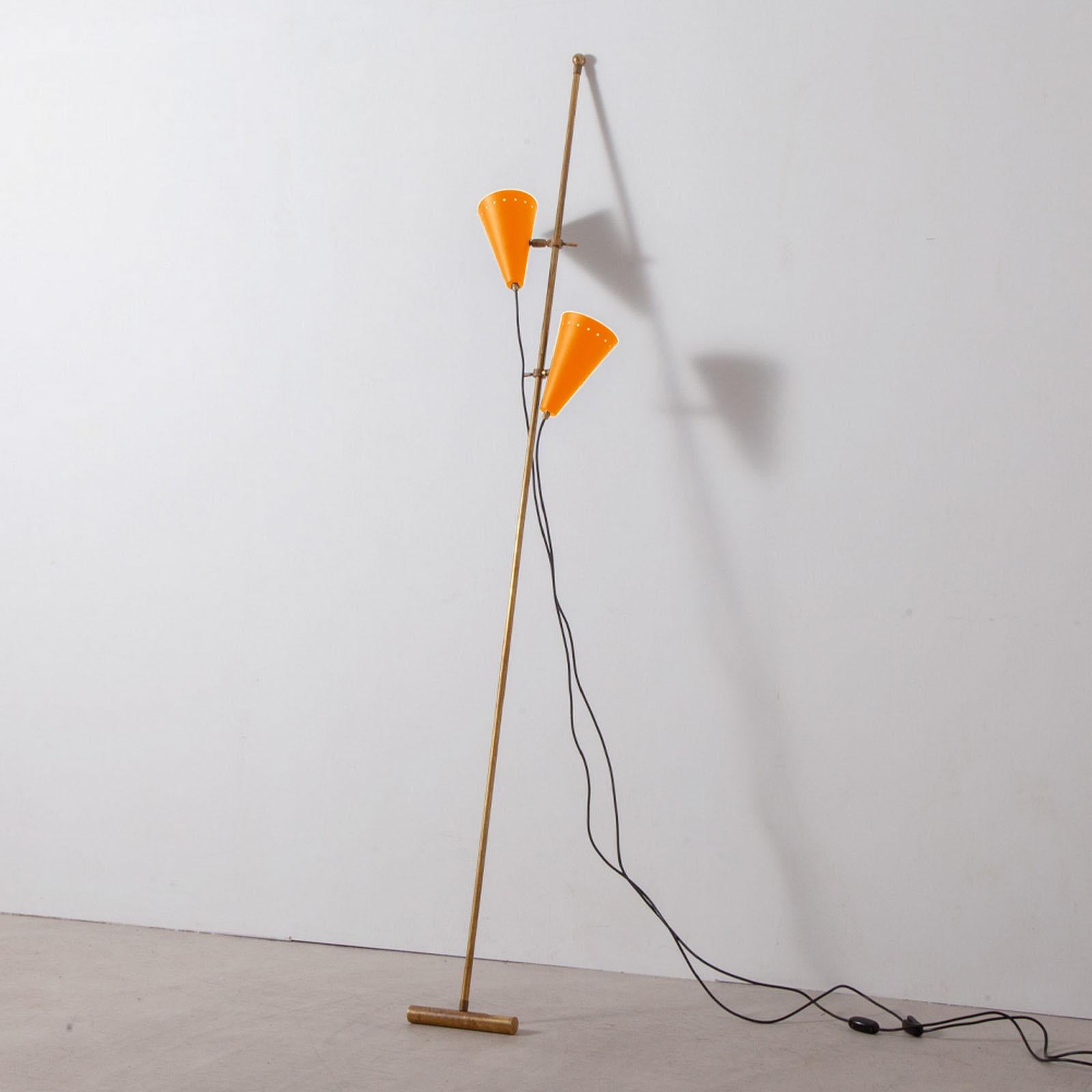Minimalist Italian Mid-Century Style Wall Leaning Floor Lamp Adjustable Shades For Sale 3