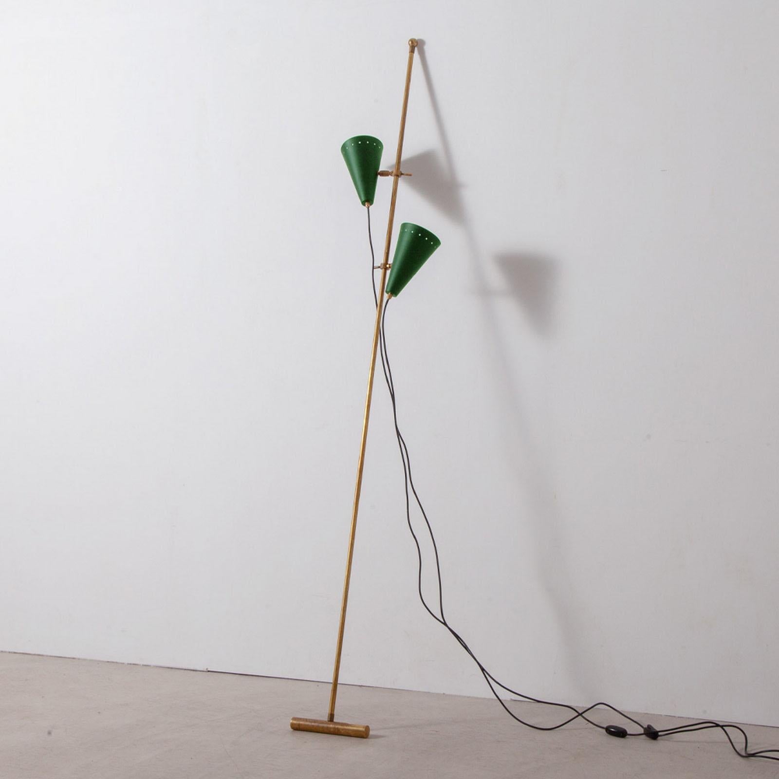 Minimalist Italian Mid-Century Style Wall Leaning Floor Lamp Adjustable Shades For Sale 3