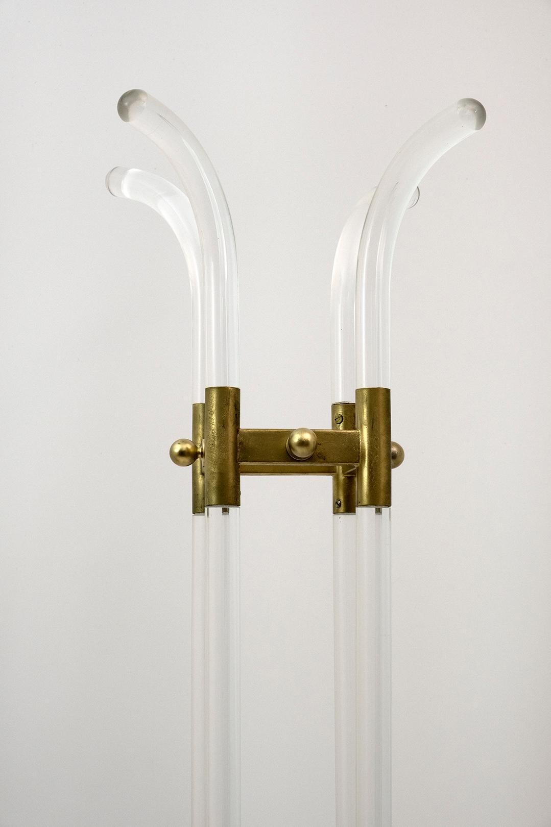 Minimalist Italian Plexiglass and Travertine Coat Hanger, 1960s For Sale 1