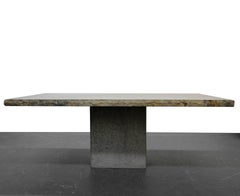 Minimalist Italian Travertine Concrete Industrial Pedestal Dining Table