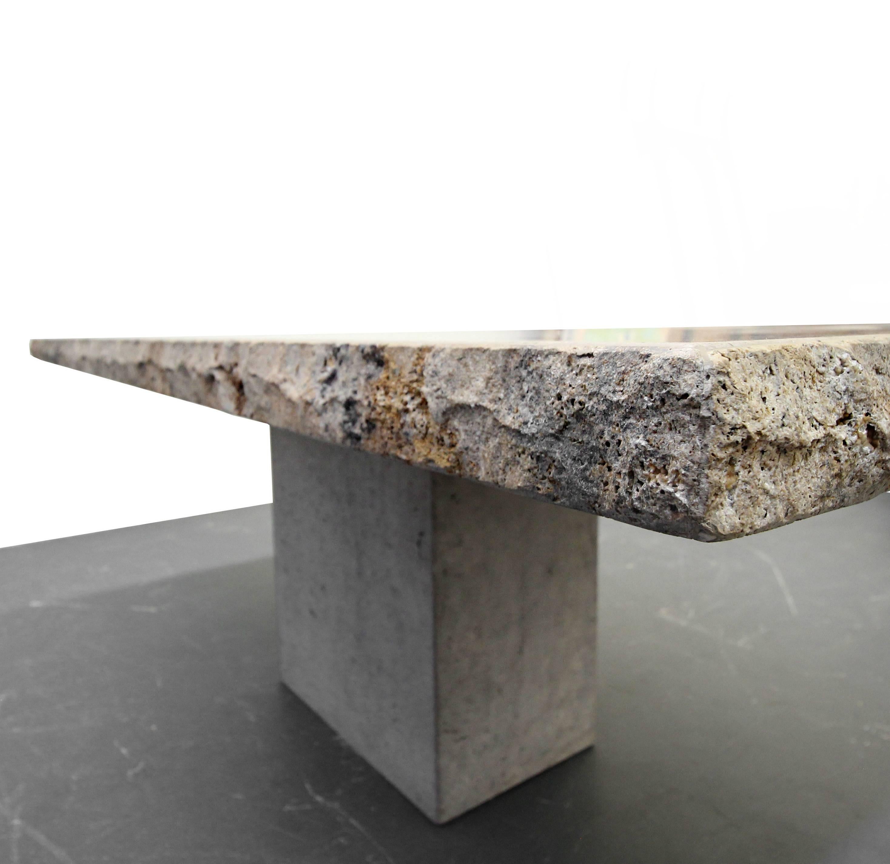 Minimalist Italian Travertine Concrete Industrial Pedestal Dining Table 1
