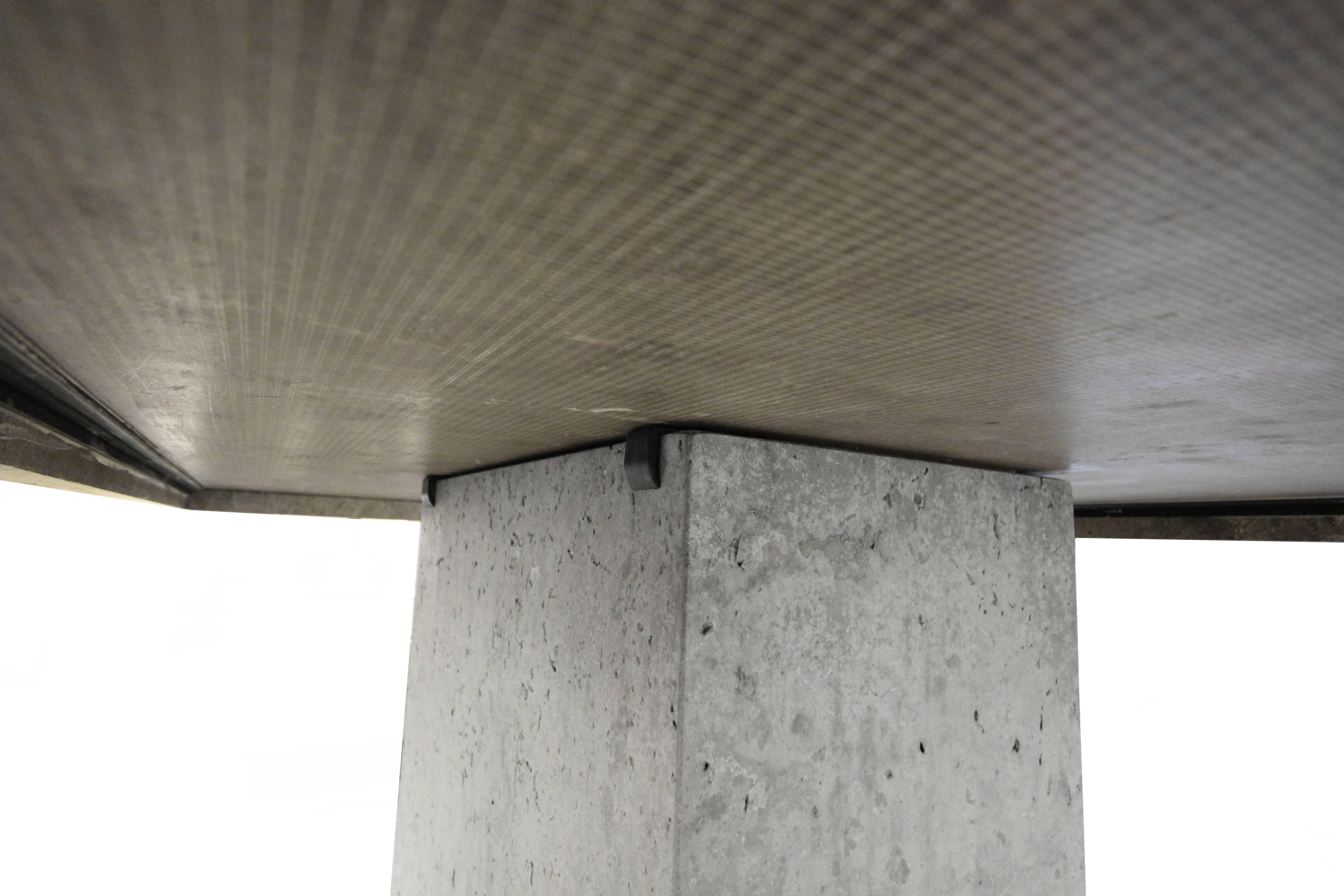Minimalist Italian Travertine Concrete Industrial Pedestal Dining Table 3