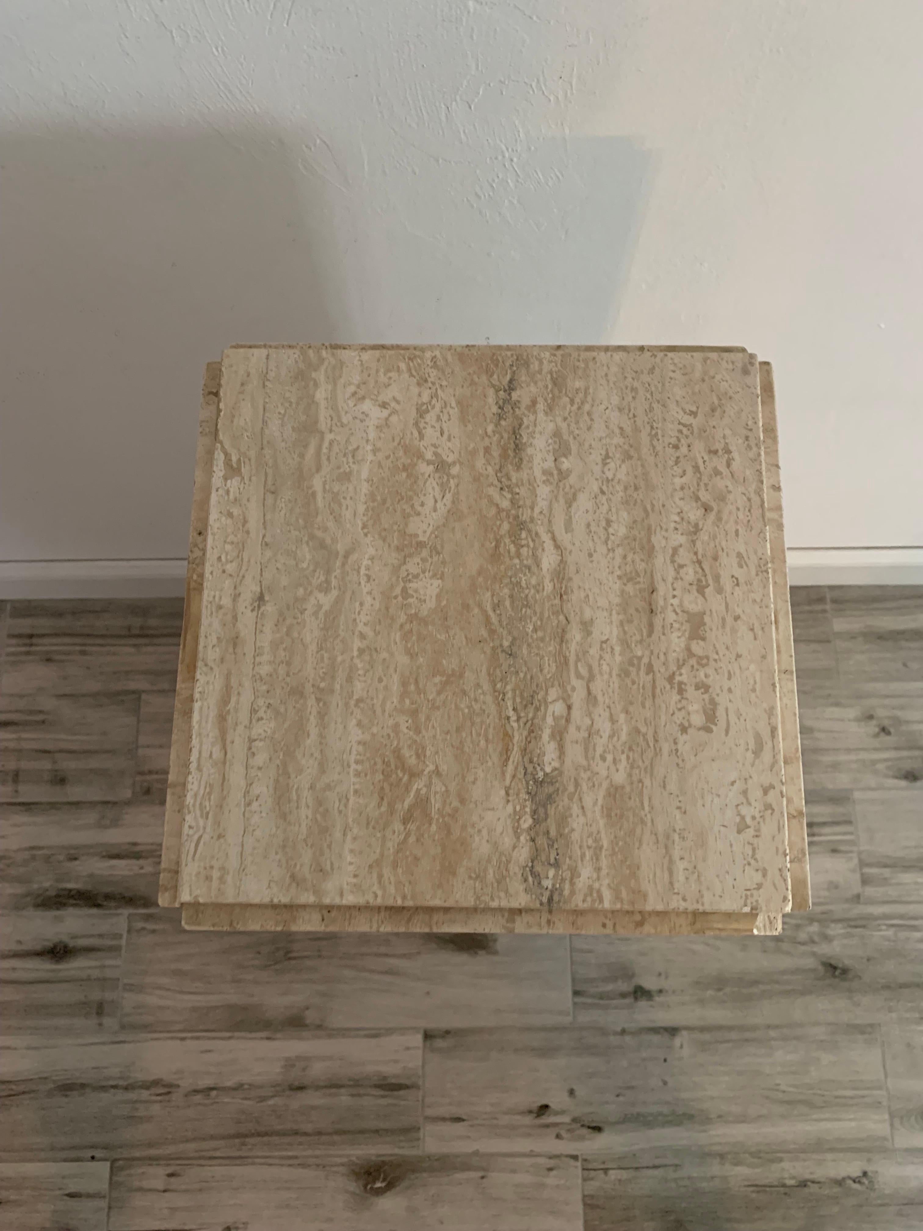 Post-Modern Minimalist Italian Travertine Pedestal, Circa 1970s For Sale