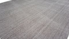 Minimalist Ivory Brown Grey Wool Flatweave Rug 10'4''x12'4''