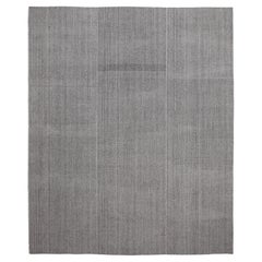 Alfombra minimalista de tejido plano de lana marrón marfil gris 10'4''x12'4''