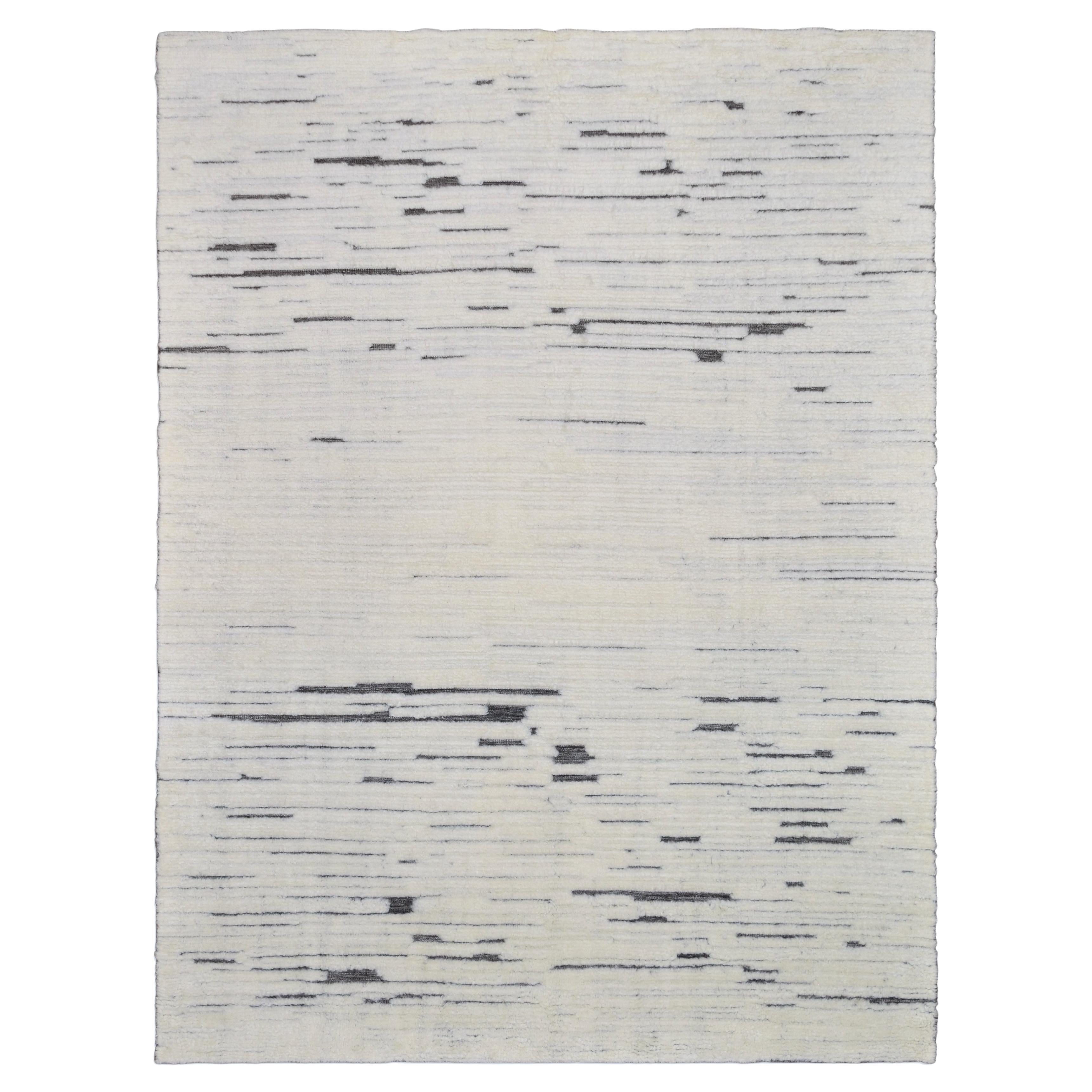 Tappeto Minimalista Avorio Lineare Disegnato in Lana Morbida 9'1''x12'1''