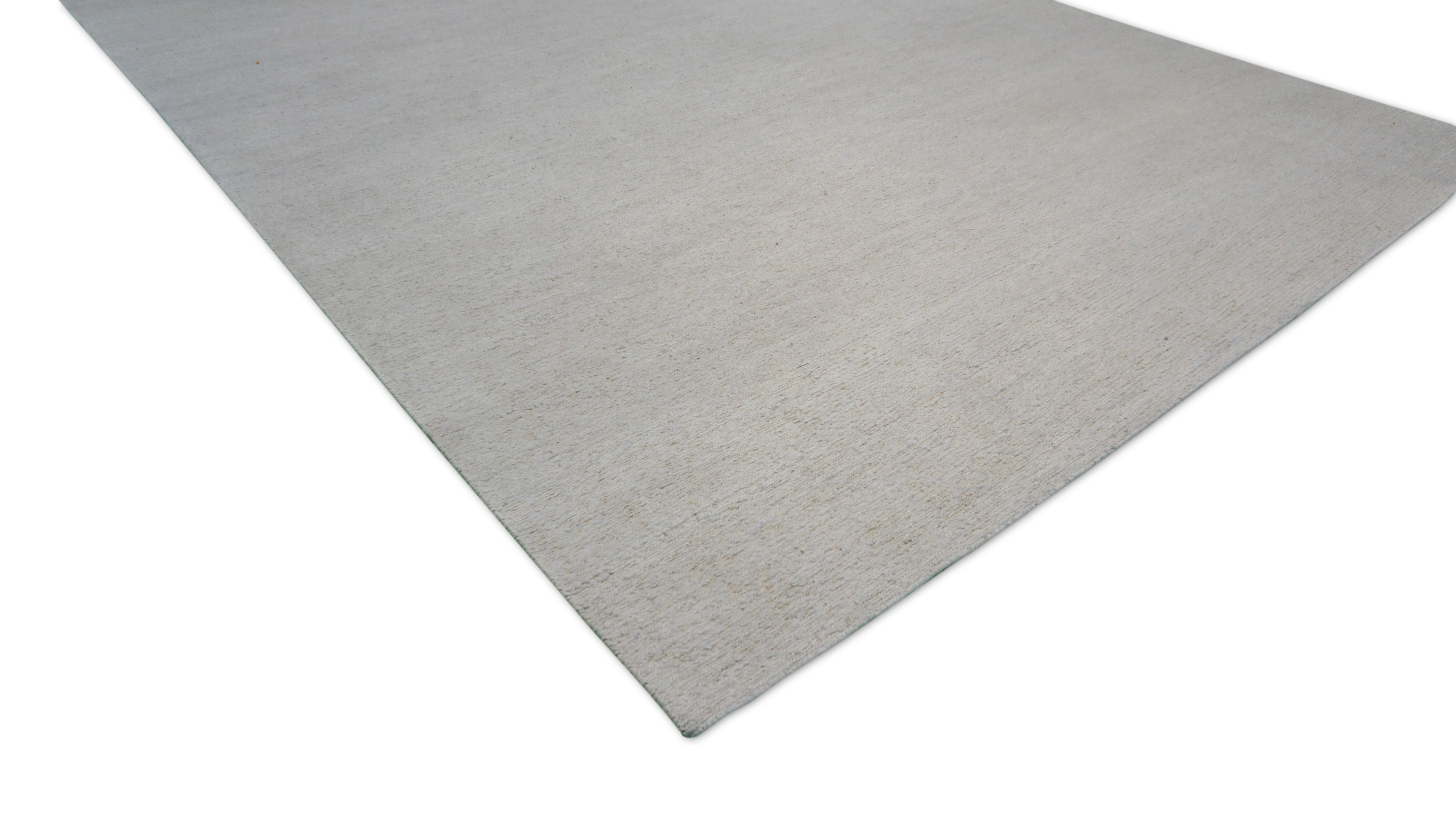 Hand-Knotted Minimalist Ivory Soumack Wool Rug – 8'10