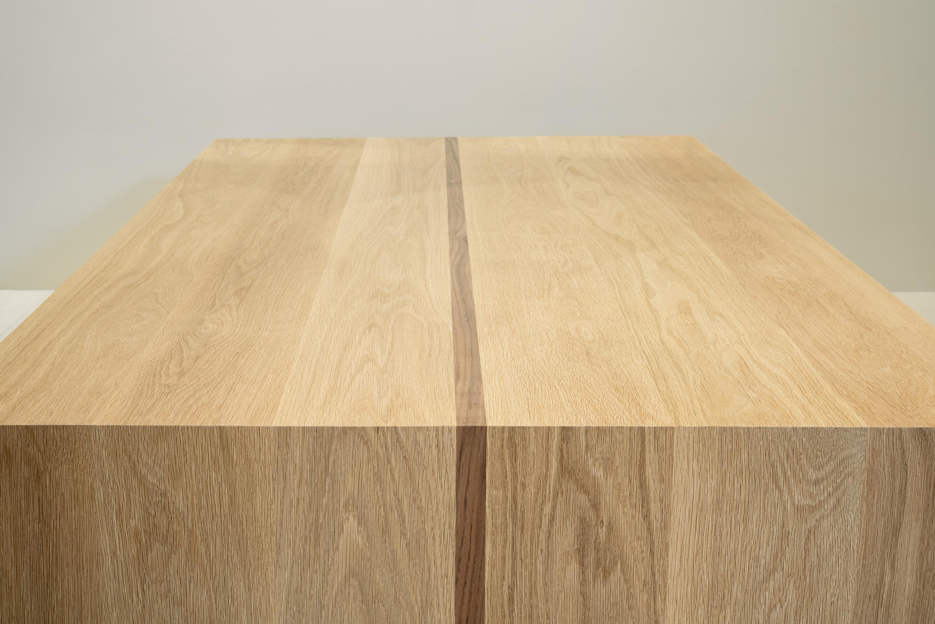 Minimalist James Coffee Table, Solid Oak and Walnut by Lynnea Jean For Sale 3