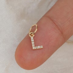 Minimalist L Charm 14k Yellow Gold Fine Pendant Initial Jewelry Unisex