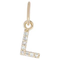 Minimalist L Charm 14k Yellow Gold Fine Pendant Initial Jewelry Unisex