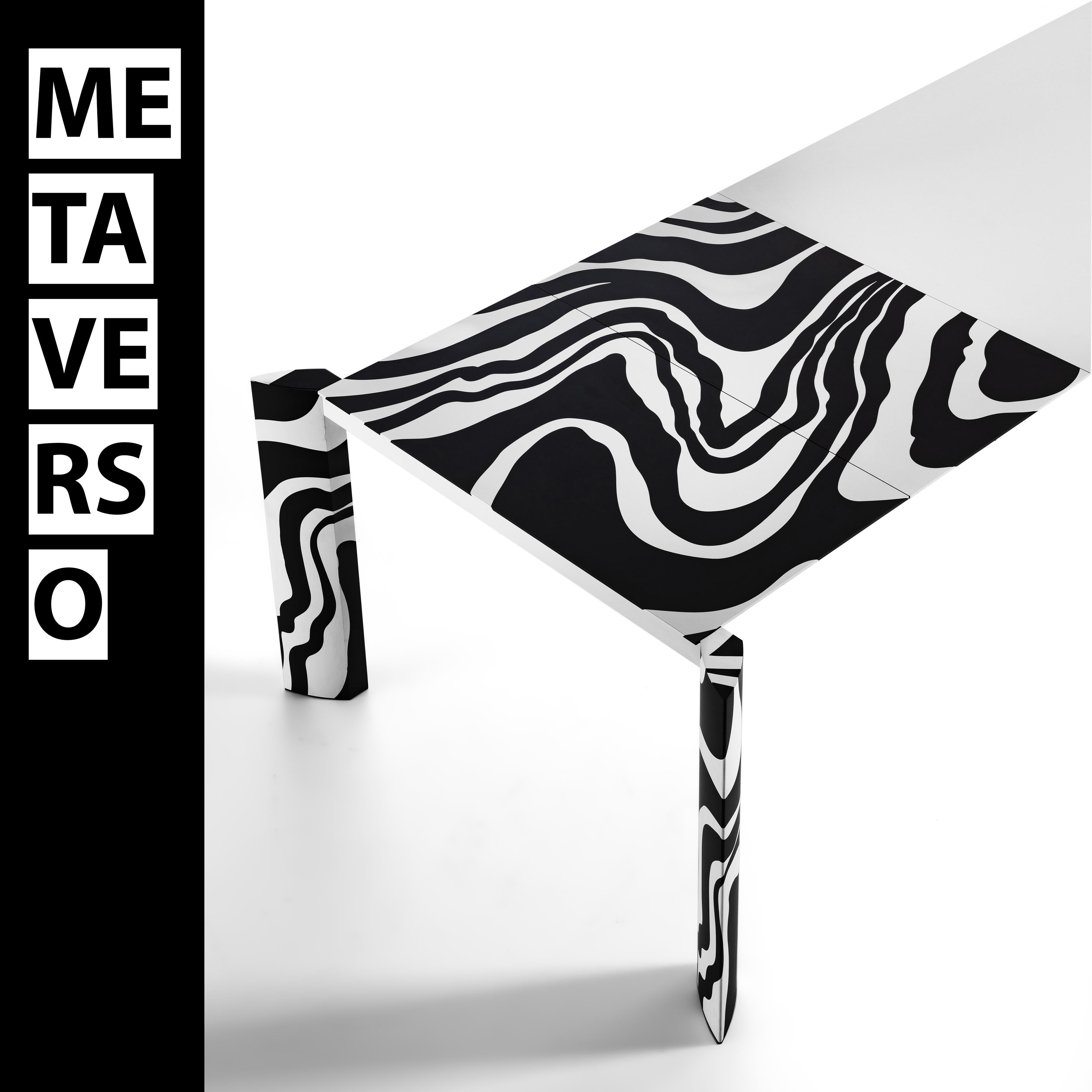 Minimalist LAAB Metaverso Table Aluminium Extendable Long Black White For Sale 2
