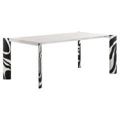 Table métaverso LAAB minimaliste longue et extensible en aluminium noir et blanc