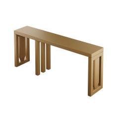 Minimalist Modern Console Table Three Legs Wood Light Brown Matte Lacquer