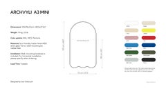 Lámpara de pared minimalista grande, azul claro, con forma de arco y base ondulada - Archvyli A3