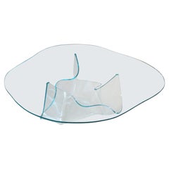 Minimalist Laurel Fyfe Glass Handkerchief Shaped Base Dining Table Amorphic Top