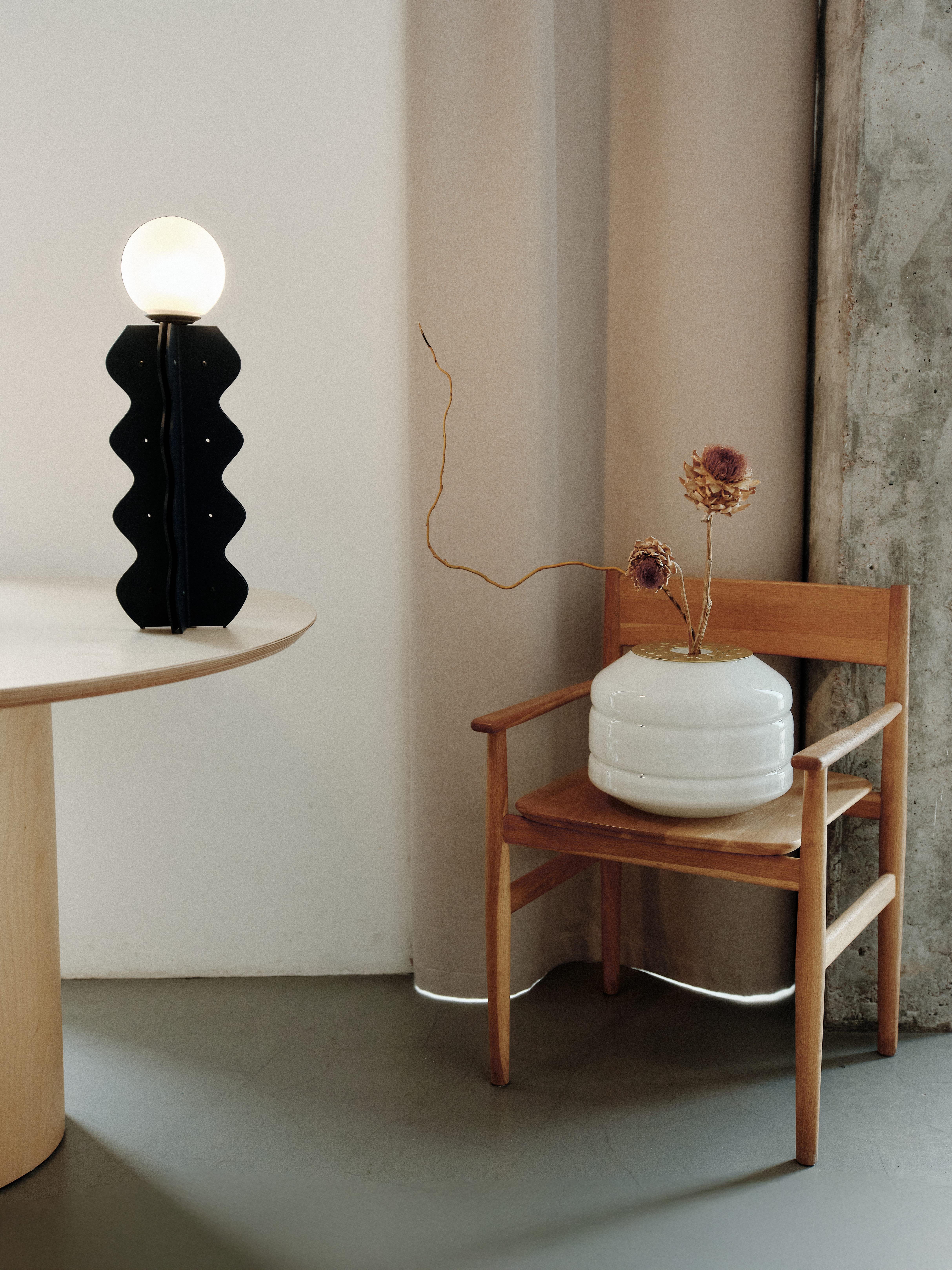 Modern Minimalist Led Table Lamp Sculptural Geometric Art Object Steel 510 x 170 mm For Sale