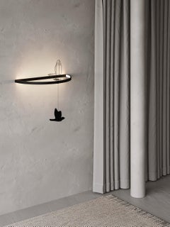 Minimalist Led Wall Lamp Sculptural with Contemporary Metal Bird Silhouette Deco