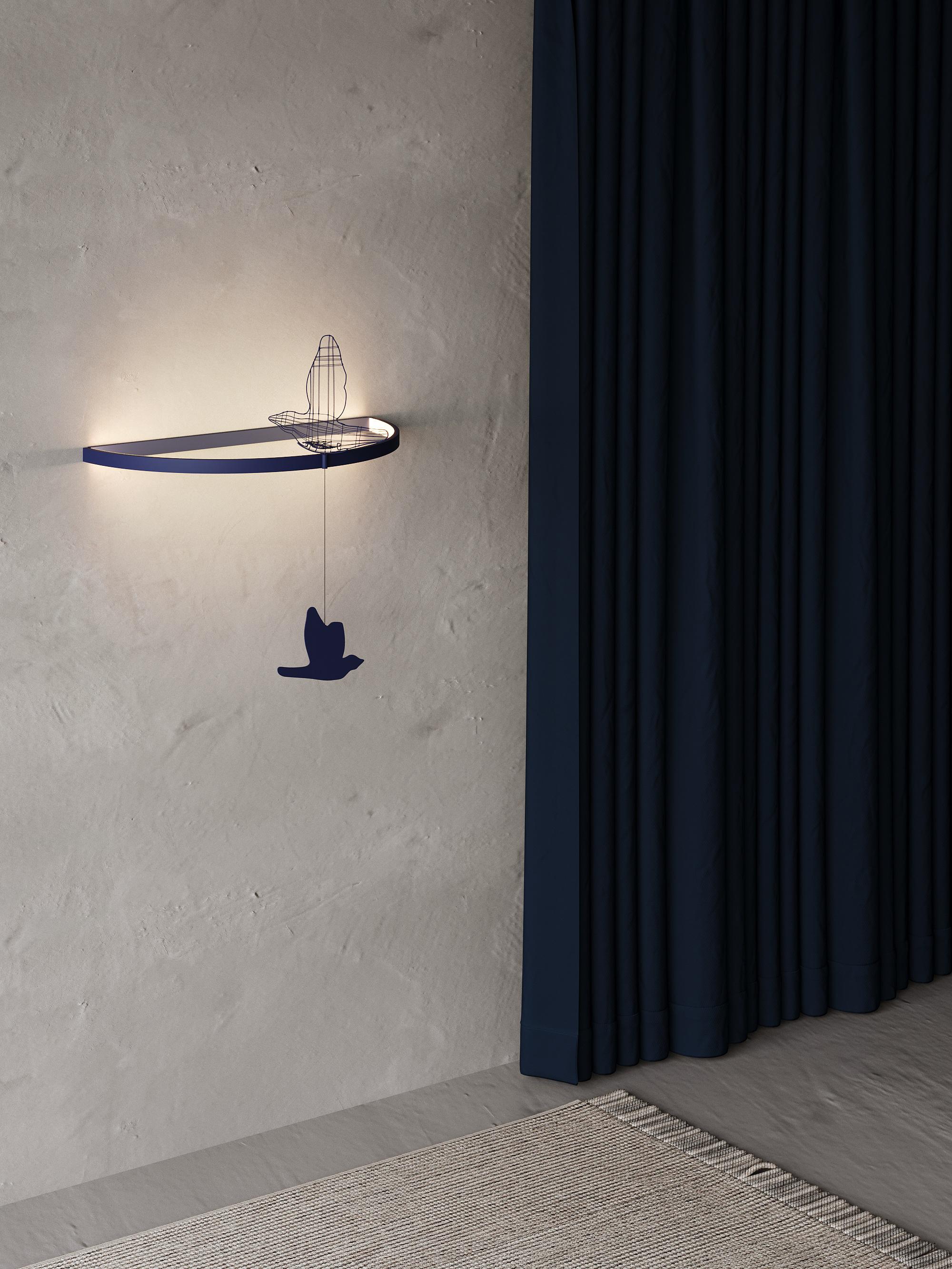Lámpara de Pared Led Minimalista Escultural con Silueta de Pájaro de Metal Contemporáneo Deco Siglo XXI y contemporáneo en venta