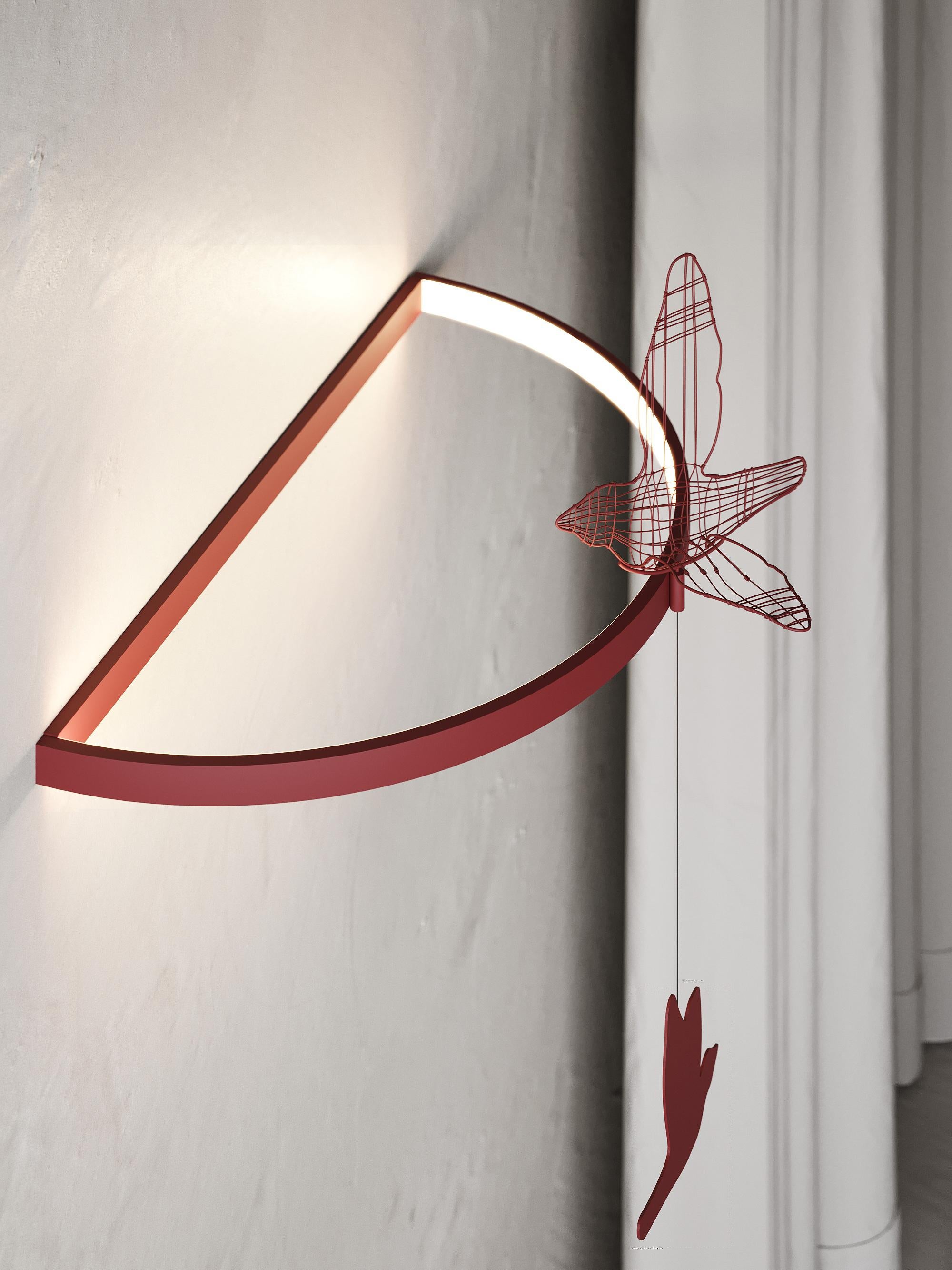 Lámpara de Pared Led Minimalista Escultural con Silueta de Pájaro de Metal Contemporáneo Deco en venta 1