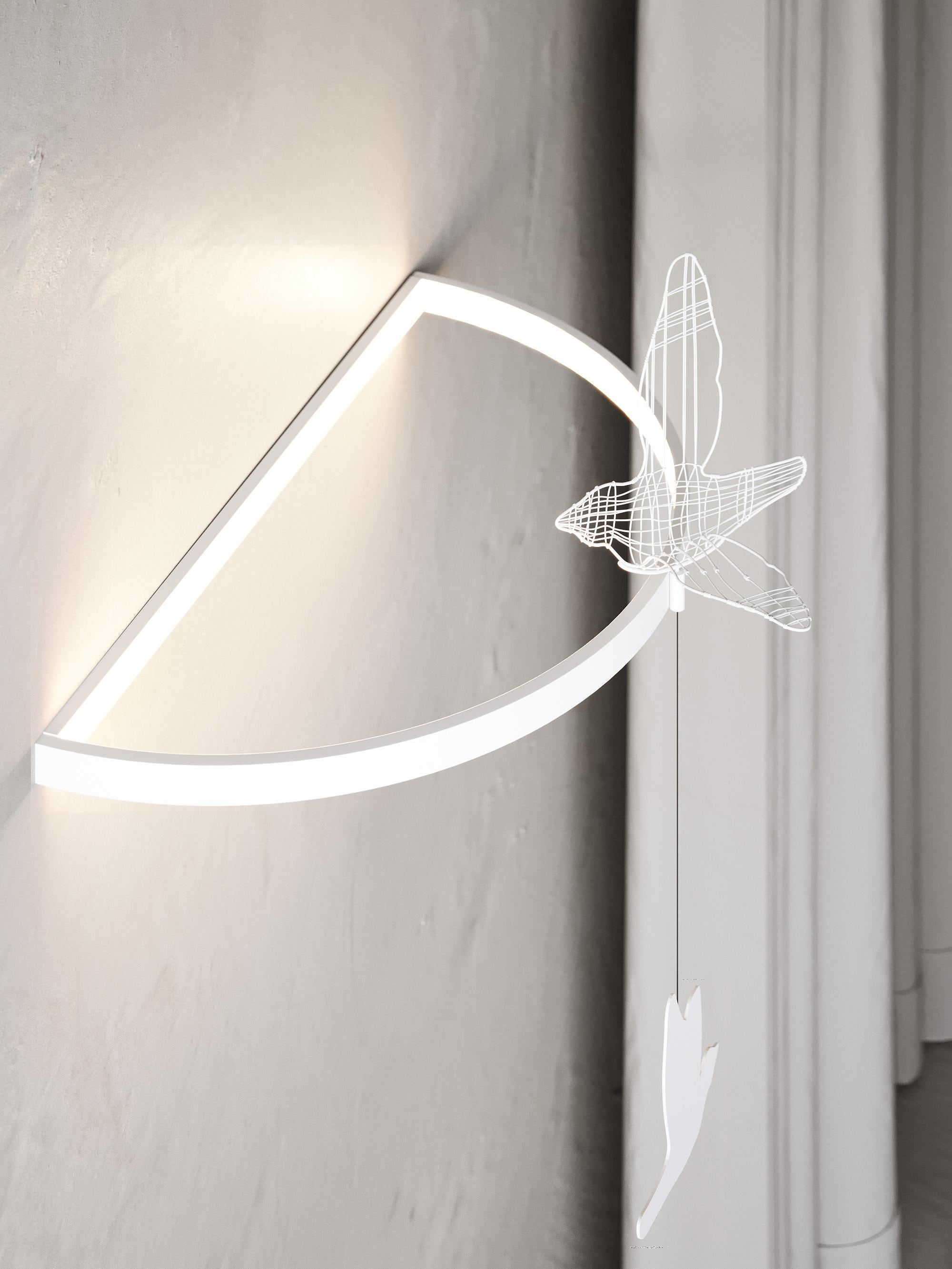 Lámpara de Pared Led Minimalista Escultural con Silueta de Pájaro de Metal Contemporáneo Deco en venta 2