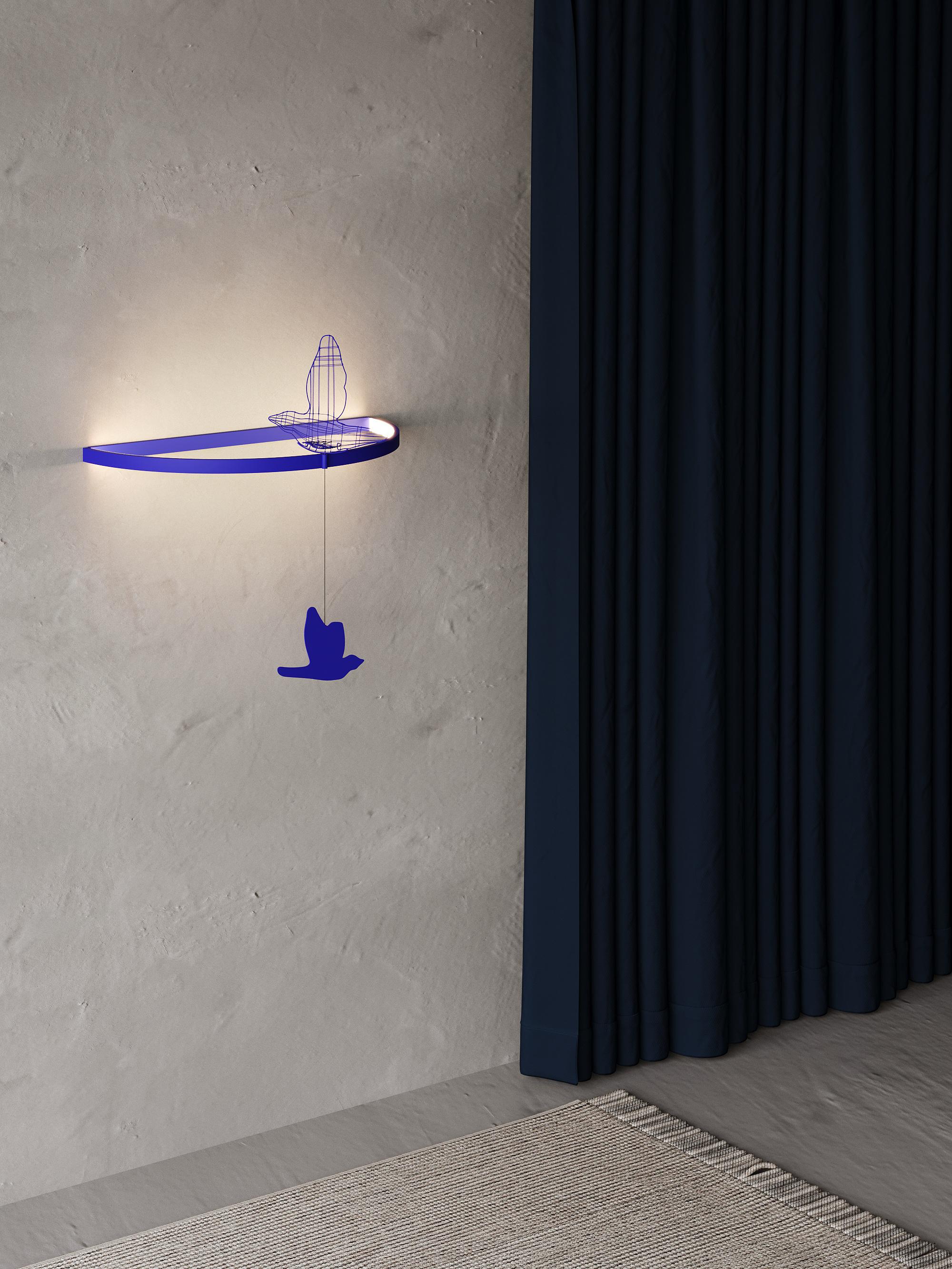 Lámpara de Pared Led Minimalista Escultural con Silueta de Pájaro de Metal Contemporáneo Deco en venta 3