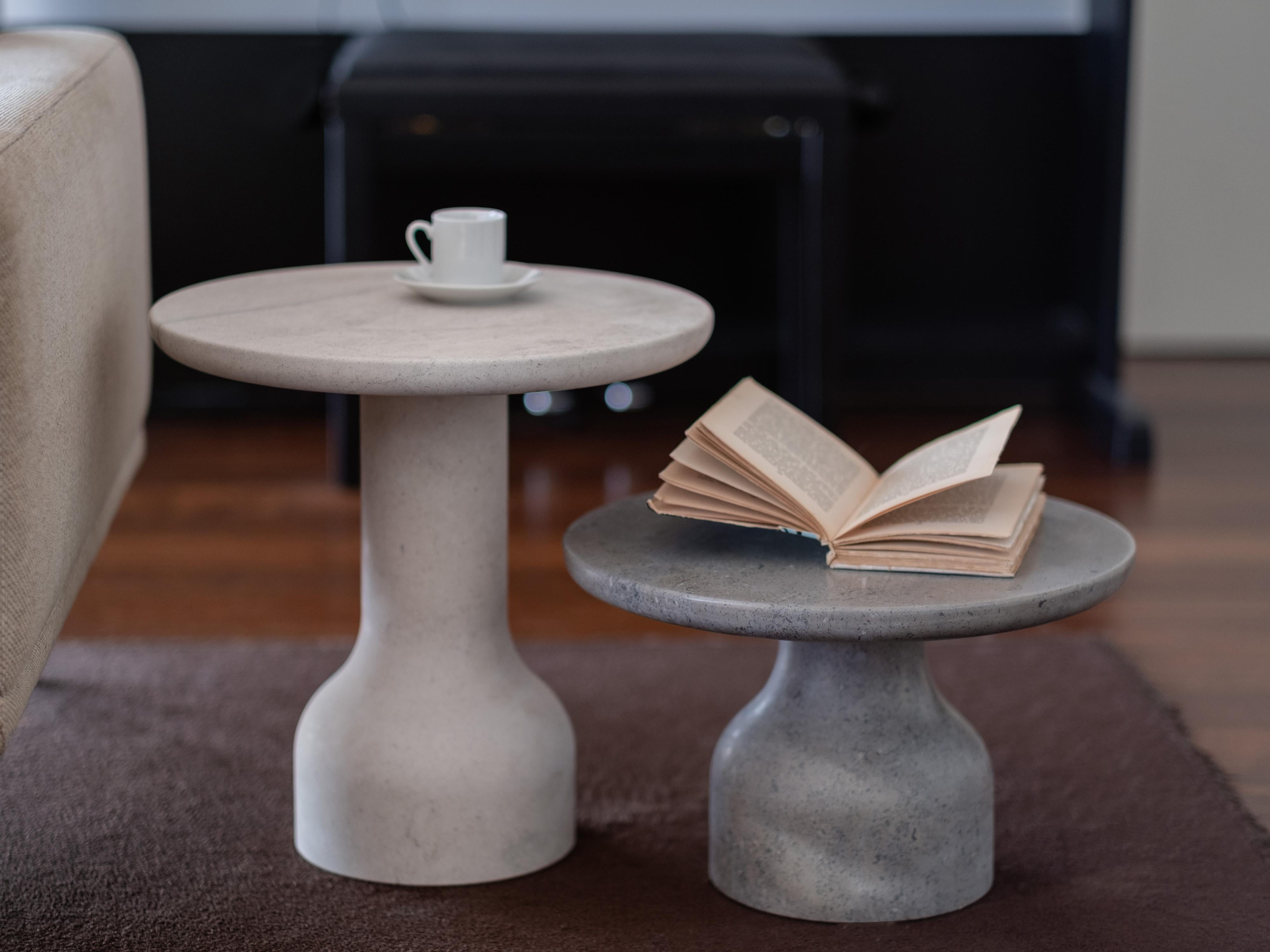 Minimalist Limestone Side Table Small For Sale 4