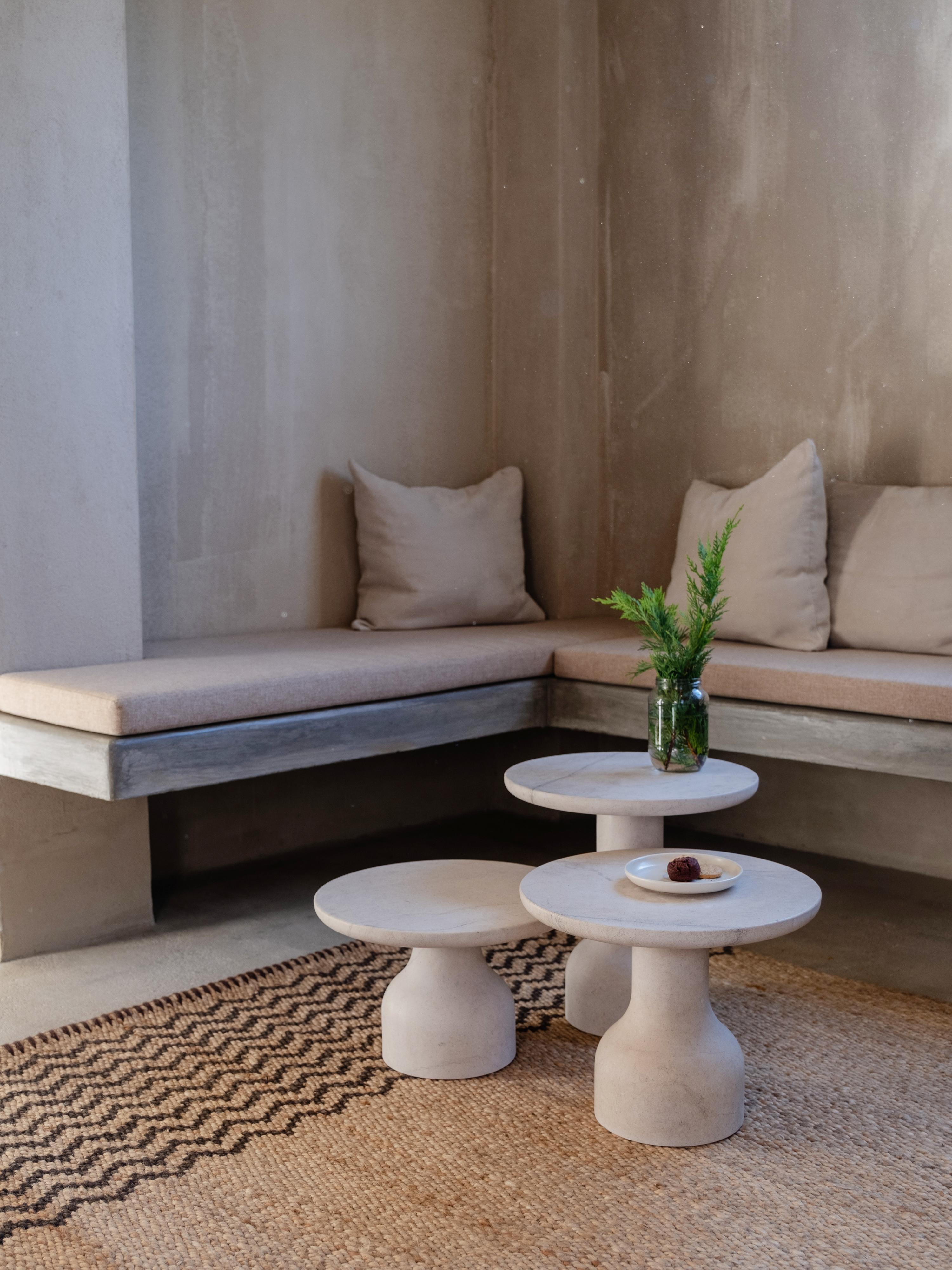 Modern Minimalist Limestone Side Table Small For Sale