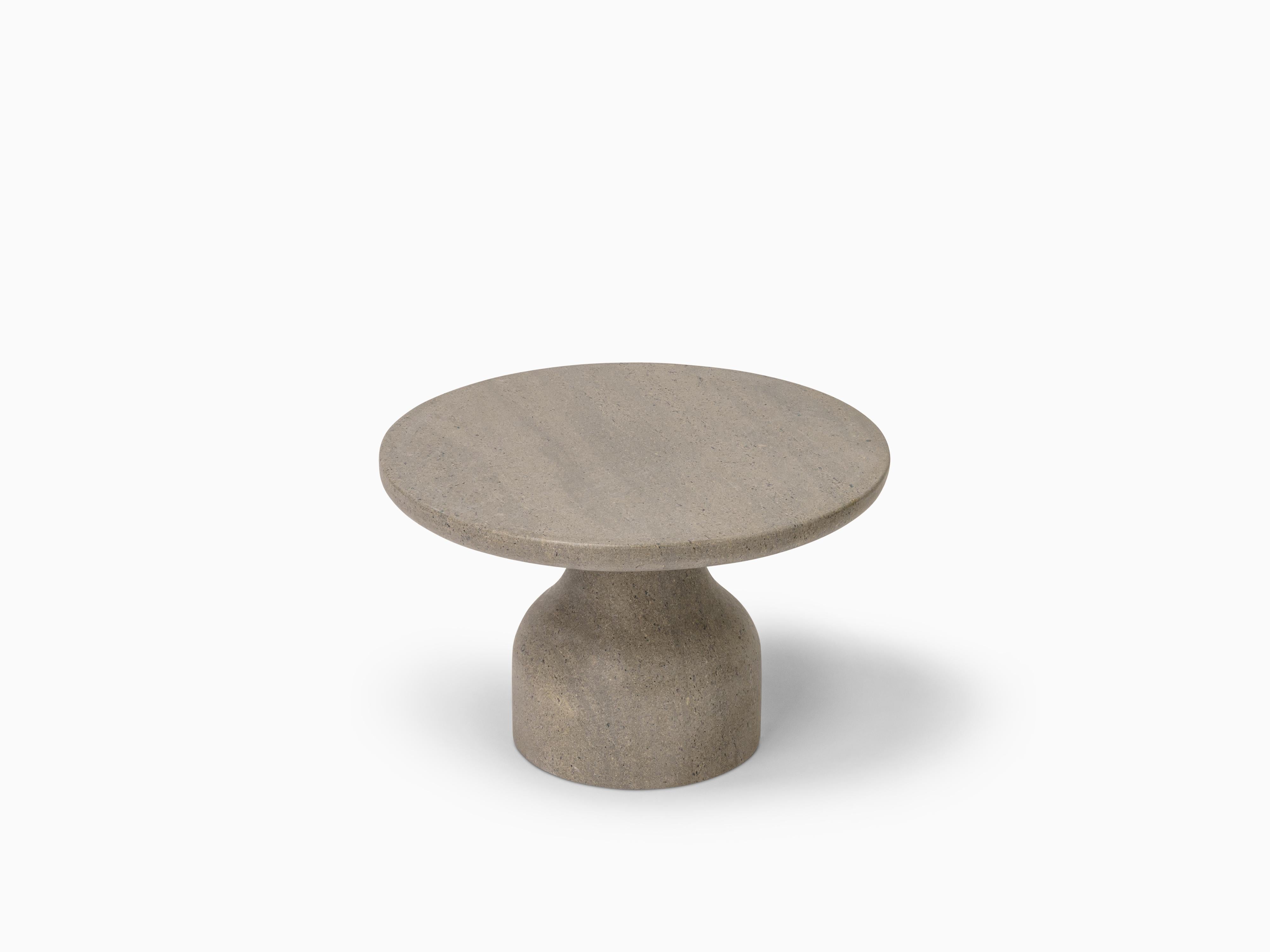 Contemporary Minimalist Limestone Side Table Small For Sale