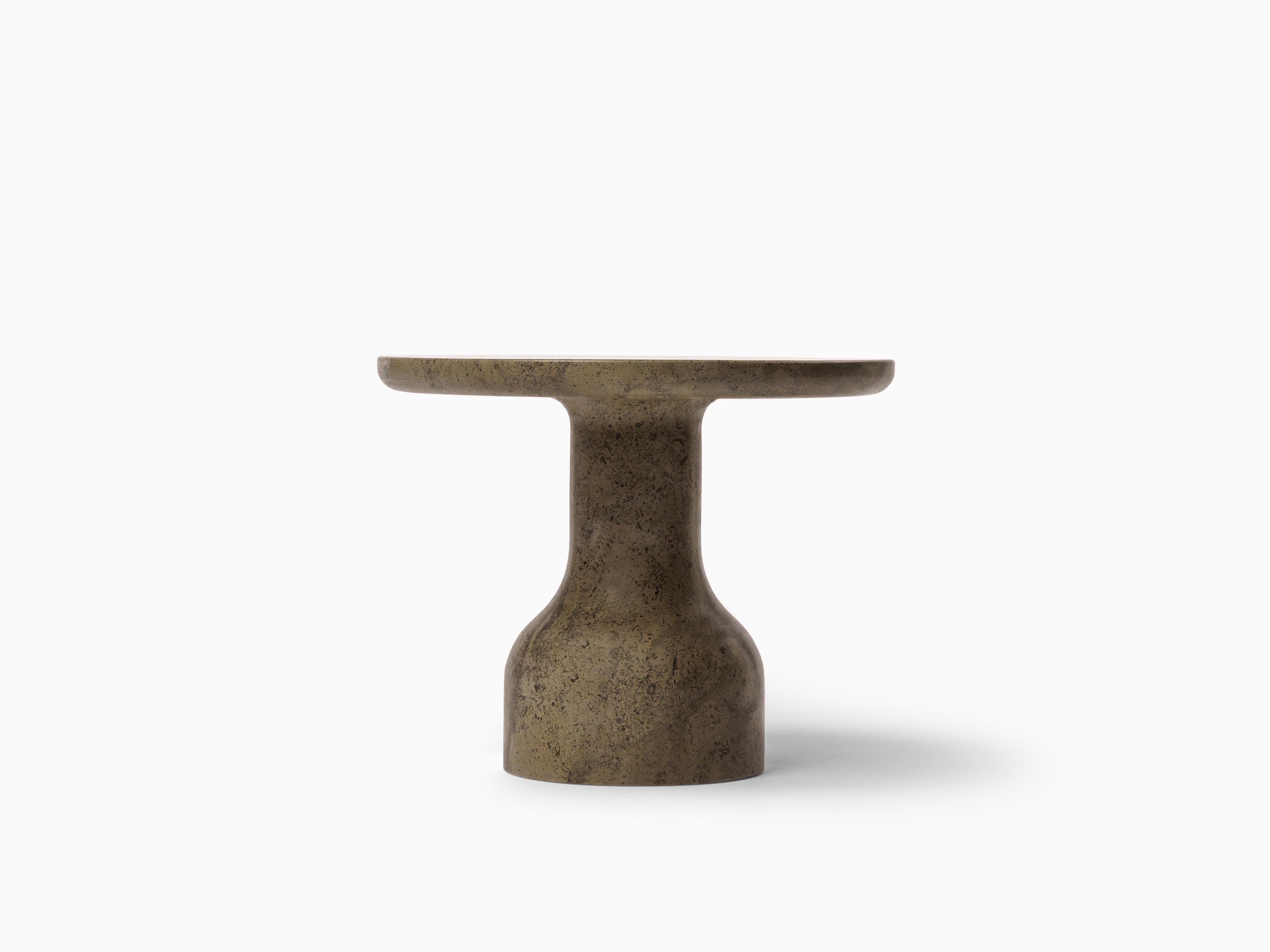Minimalist Limestone Side Table Medium For Sale 4
