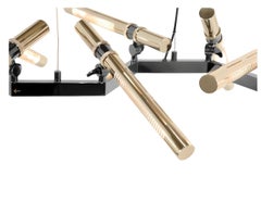 Minimalist Linear Chandelier Crafted Entirely from Brass with a Black Nickel Fin