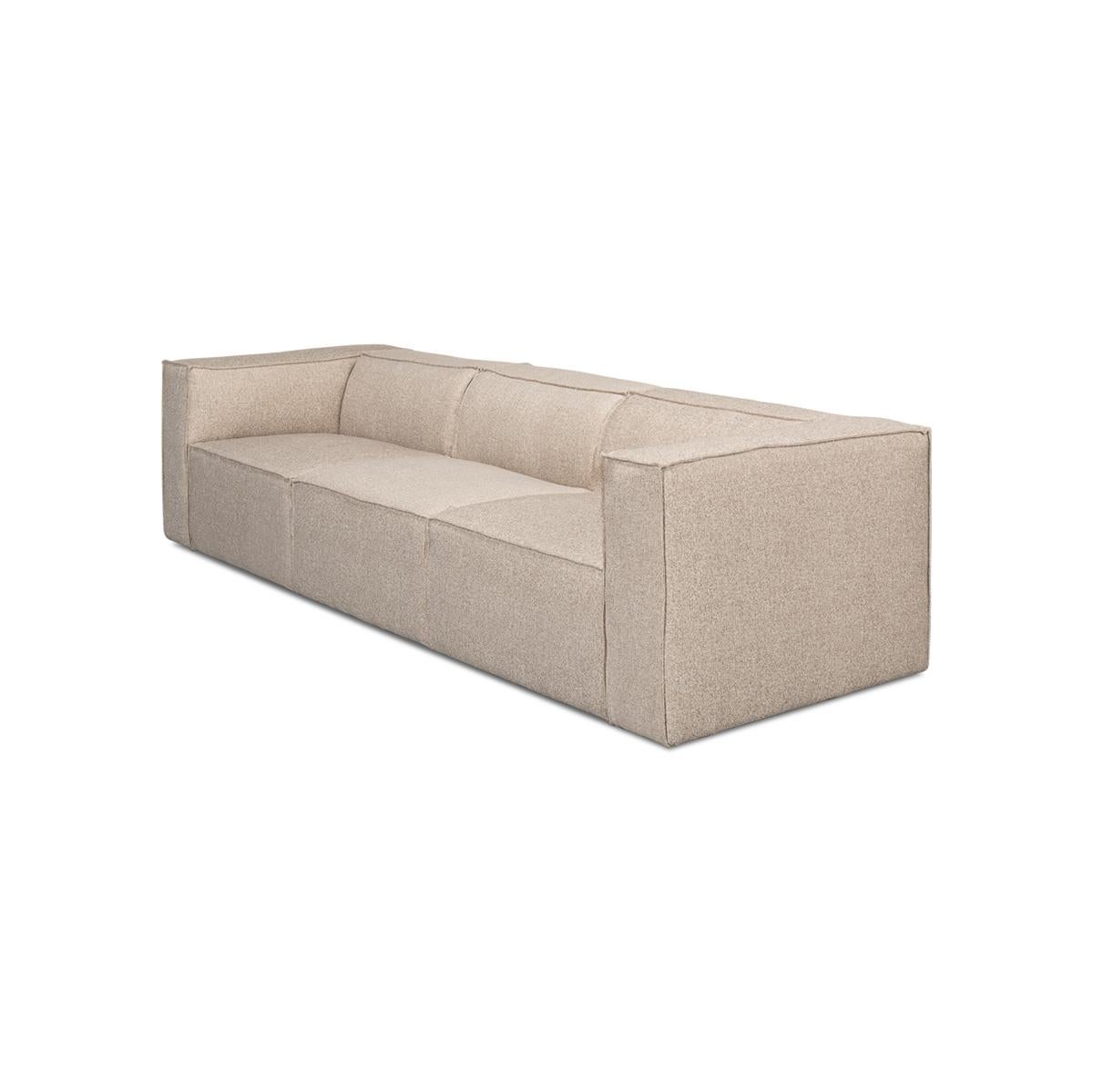 Asian Minimalist Linen Sofa For Sale