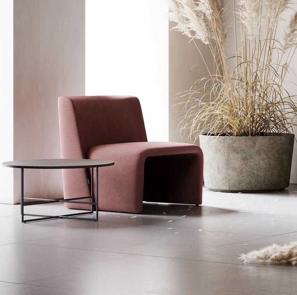 Minimalist Lounge Chair in Custom Velvet Color For Sale 4