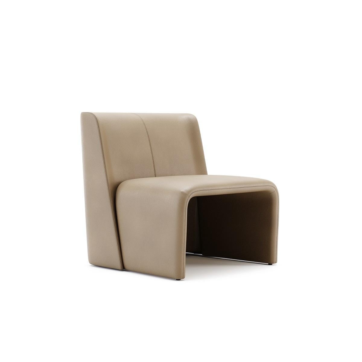 Minimalist Lounge Chair in Custom Velvet Color In New Condition For Sale In New York, NY