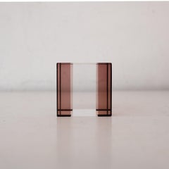 Minimalist Lucite Cube Op Art Sculpture