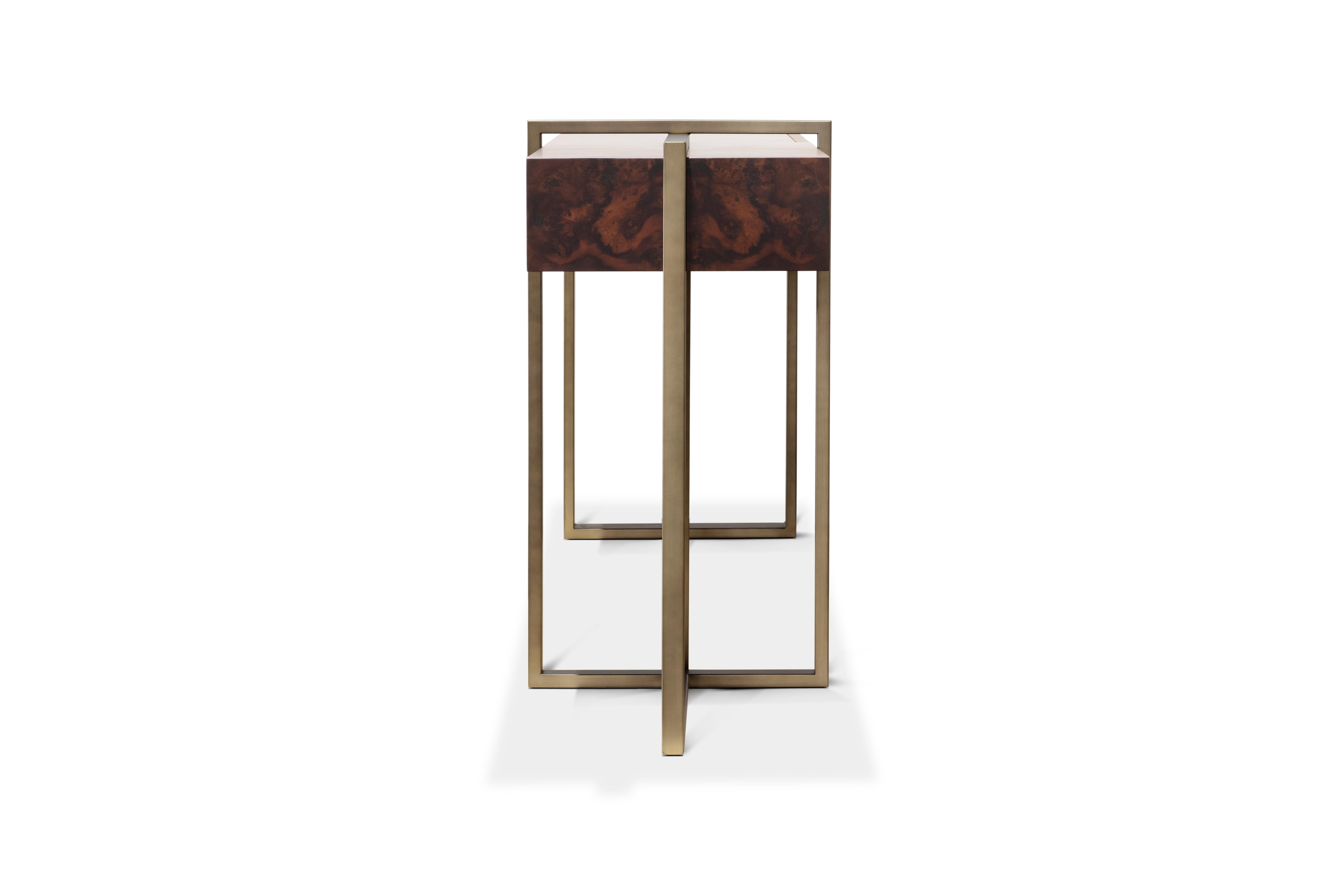 Portuguese Minimalist Lungo Walnut Veneer Console by Caffe Latte For Sale