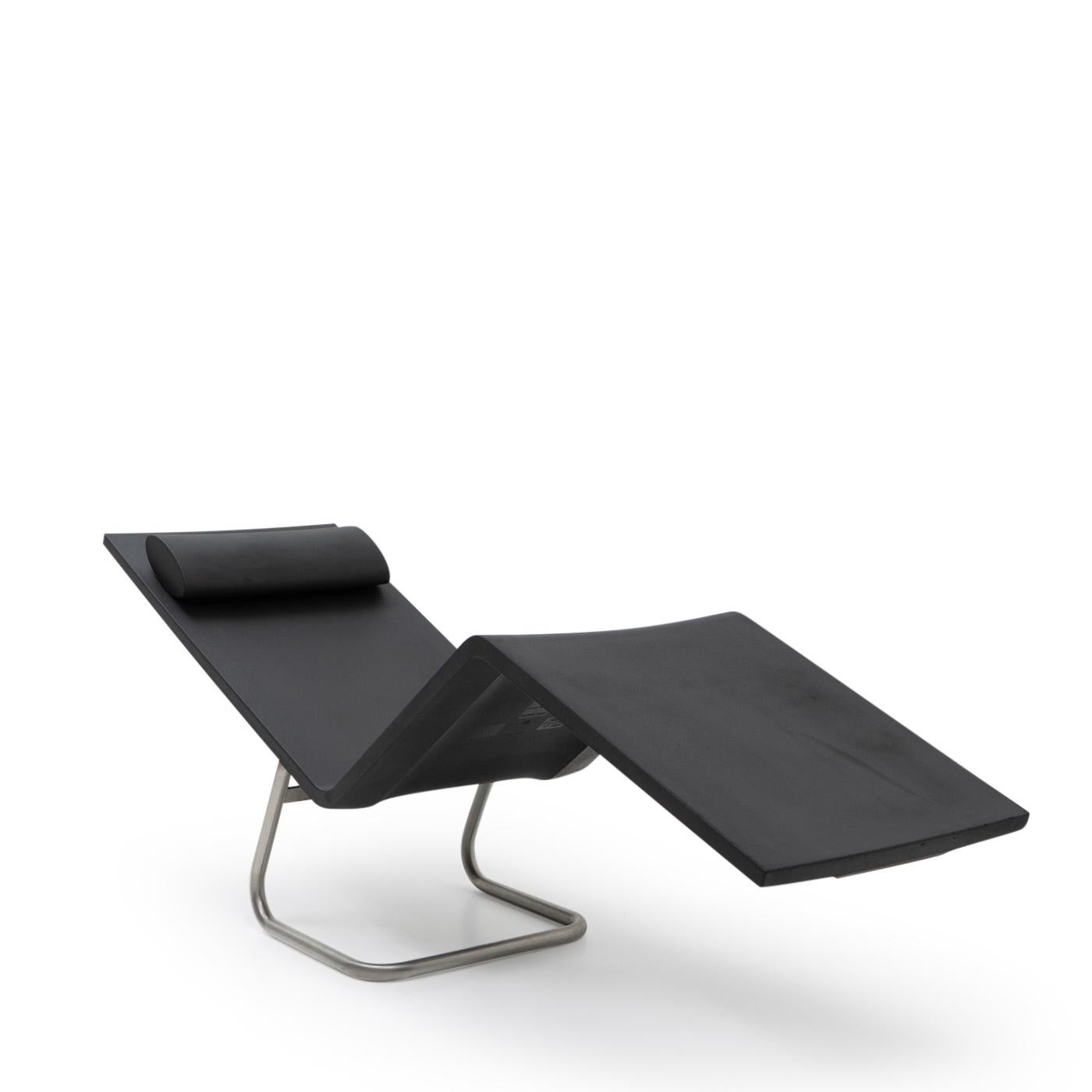 Lounge Chair by Maarten van Severen for Vitra ( 2000):

These comfortable lounge chairs can be easily (and safely) tilted back by shifting your body weight, thus creating a lounge bed. Note that this edition is suitable for outdoor use, as it does