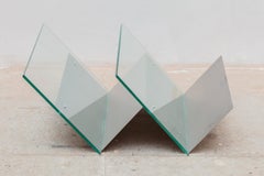 Revistero minimalista de cristal y cromo años 60 de Weber, Alemania