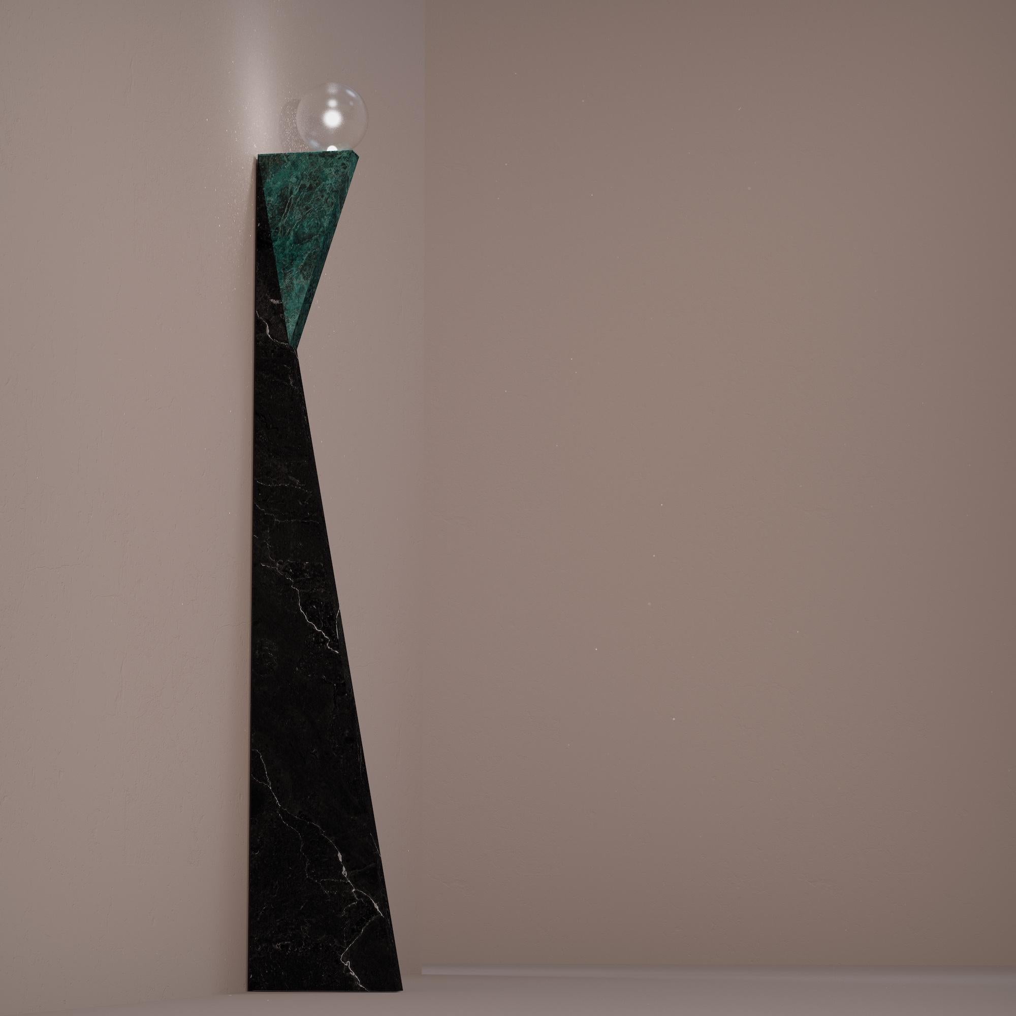 About
Minimalist Italian Marble Clitemnestra Floor Lamp for October Gallery

Clitemnestra Floor Lamp
Design by CARCINO Design exclusively for October Gallery
Floor Lamp
Materials: Green Alpi Marble, Opal Glass Bulb
Dimensions: H 185 W 15 D 30 cm / H