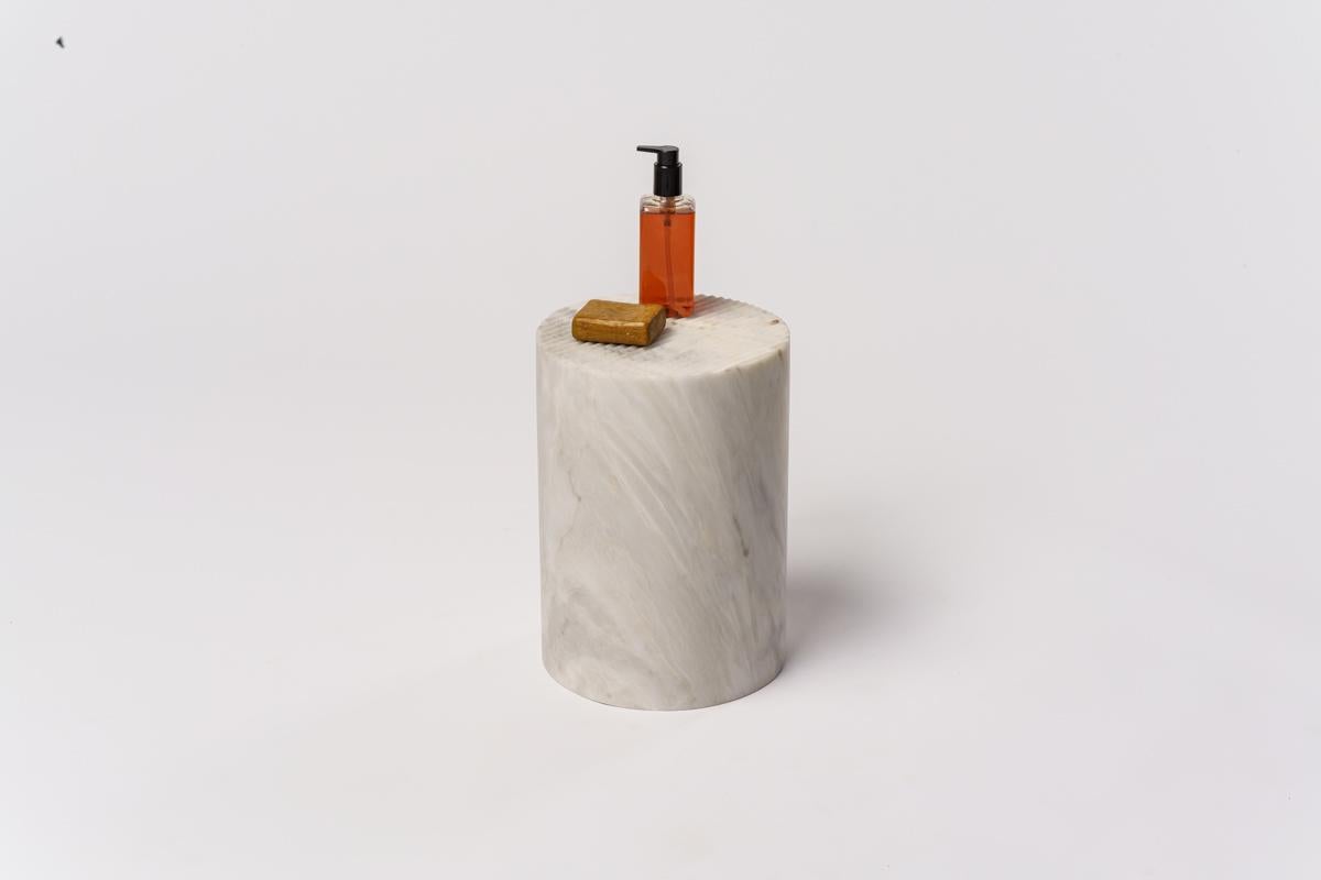 Portuguese Minimalist Marble Side Table For Sale