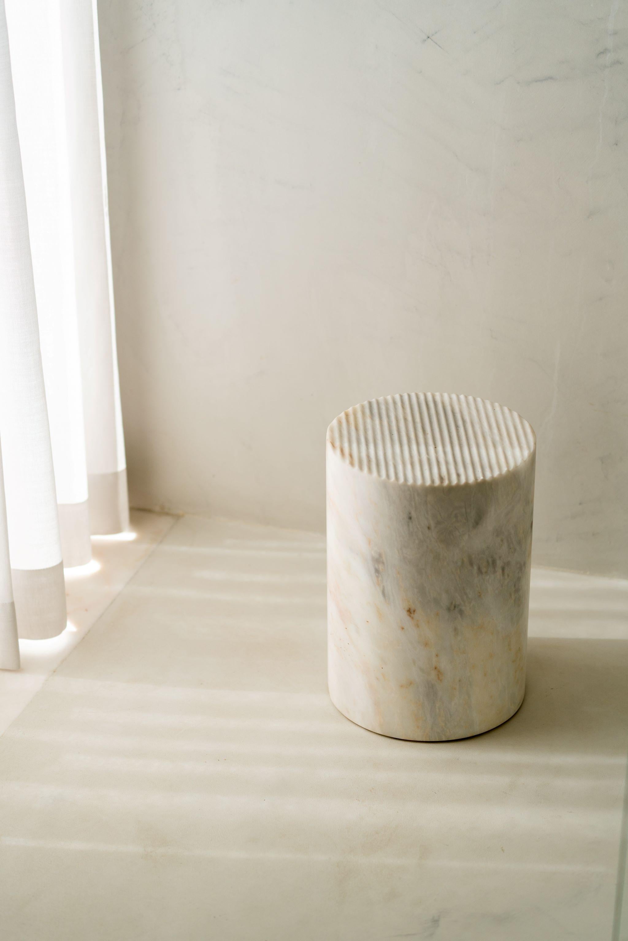 Contemporary Minimalist Marble Side Table For Sale