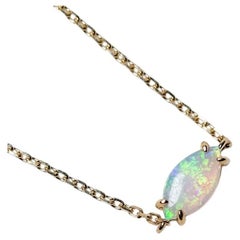 Minimalist Marquise Australian Solid Opal Bracelet in 14K Yellow Gold