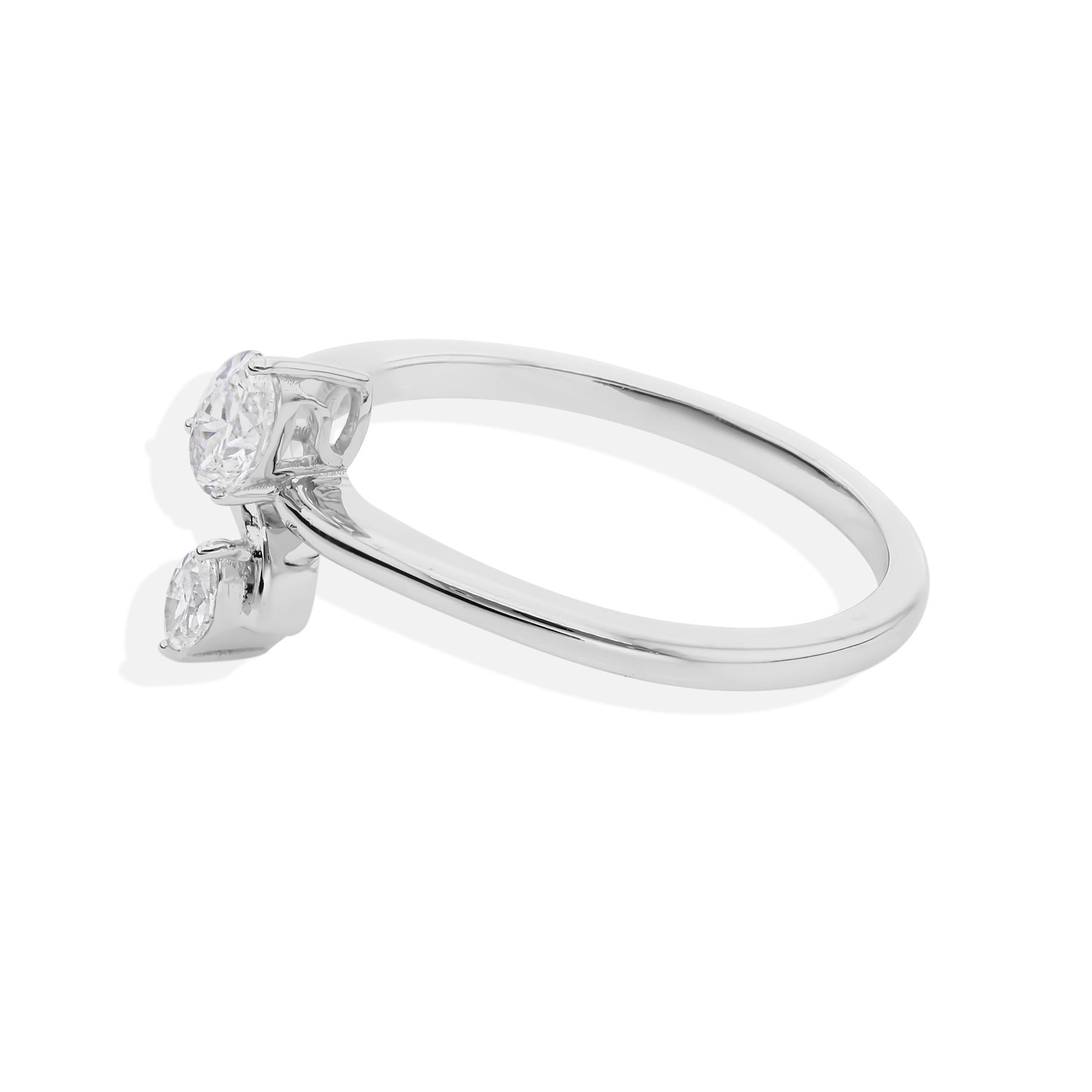 For Sale:  Minimalist Marquise Cut 0.32 Carat Diamond Bypass Promise Ring 18k White Gold 4