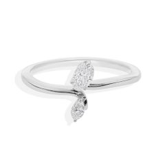 Minimalist Marquise Cut 0.32 Carat Diamond Bypass Promise Ring 18k White Gold