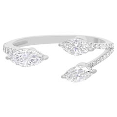 Minimalist Marquise Cut Diamond Open Band Ring 18k White Gold Fine Jewelry