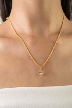 Minimalist Marquise Cut Diamond Pendant Bezel Set in 18K Yellow Gold for Mom