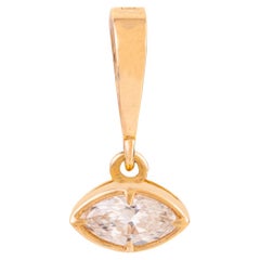 Minimalist Marquise Cut Diamond Pendant Bezel Set in 18K Yellow Gold for Mom