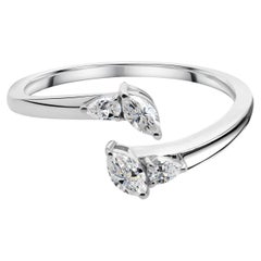 Minimalist Marquise Cut SI/H Diamond Open Bypass Ring 18K White Gold Jewelry Minimalist Marquise Cut SI/H Diamond Open Bypass Ring 18K White Gold Jewelry